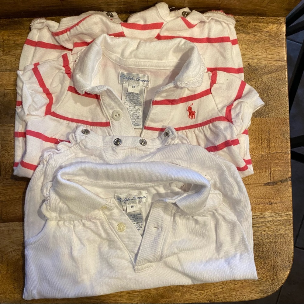 Set of 2 Ralph Lauren 3 month girl summer rompers.